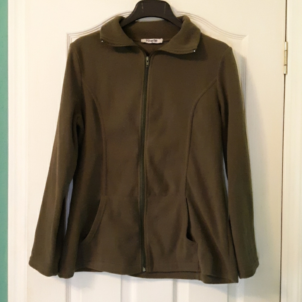 Hibelle olive green woman's fleece jacket (size m)